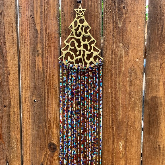 NEW! Multicolored Rainbow Beaded Bohemian Christmas Tree Sun Catcher Mobile - Picture 9 of 11